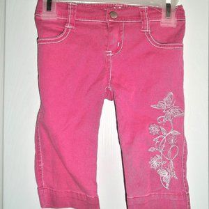 3T Bongo pink button zip embroidered detail pants